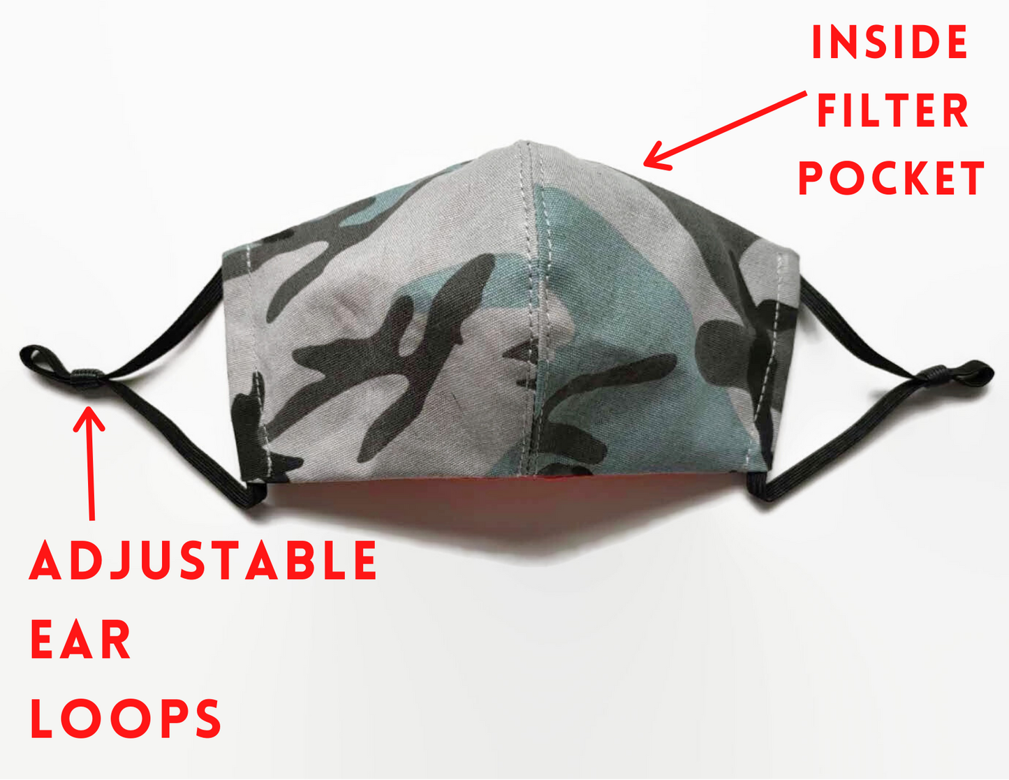 Reusable Face Mask - Adjustable with Filter Pocket